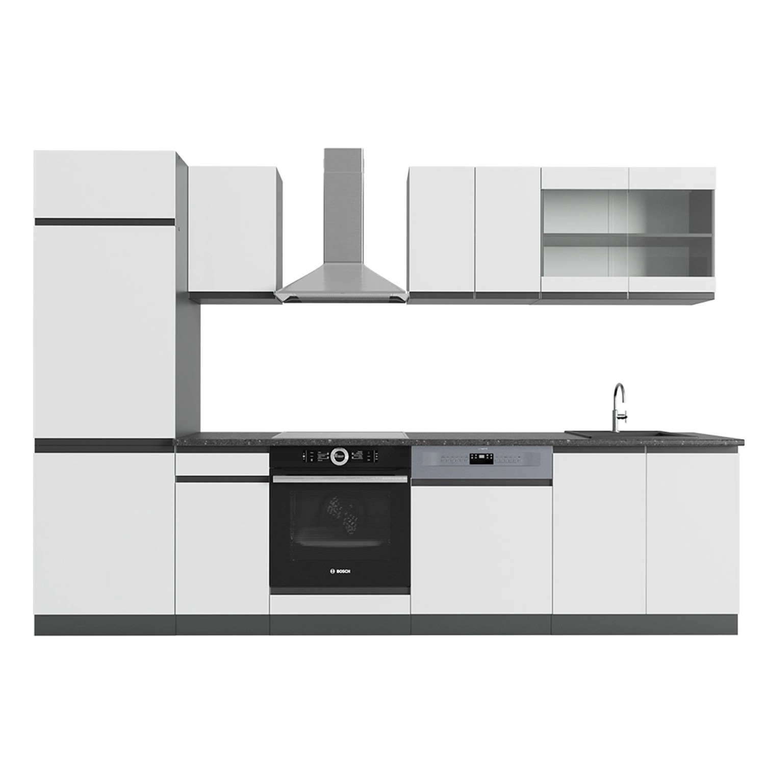 Vicco Küchenzeile R-Line, Weiß/Anthrazit, 300 cm günstig online kaufen