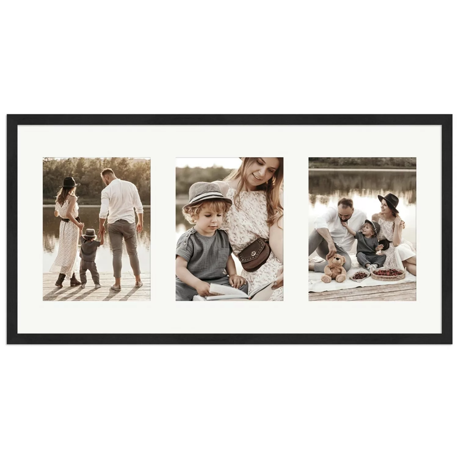 WANDStyle Galerierahmen G950 in Schwarz Gemasert 30 x 60 cm für 3 Bilder im günstig online kaufen