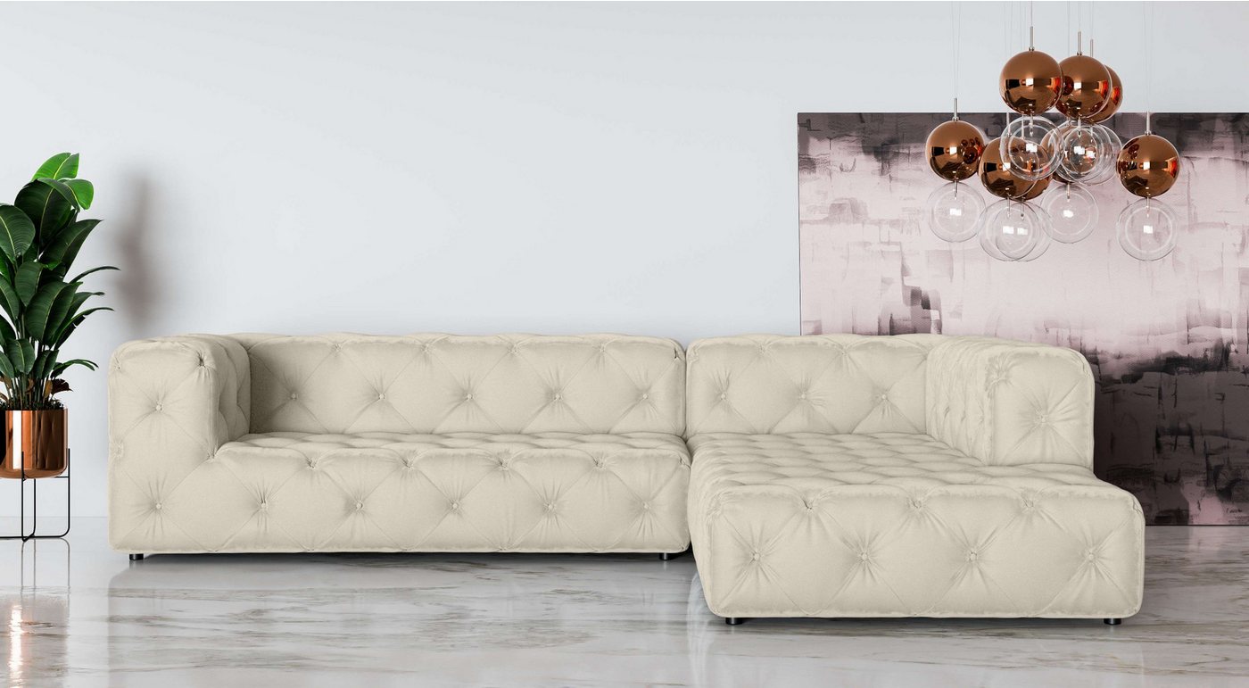 Places of Style Ecksofa "FOLLINA", L-Form, mit klassischer Chesterfield-Kno günstig online kaufen