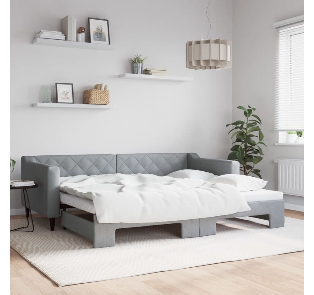 vidaXL Gästebett Gästebett Tagesbett Ausziehbar Hellgrau 90x200 cm Stoff Be günstig online kaufen