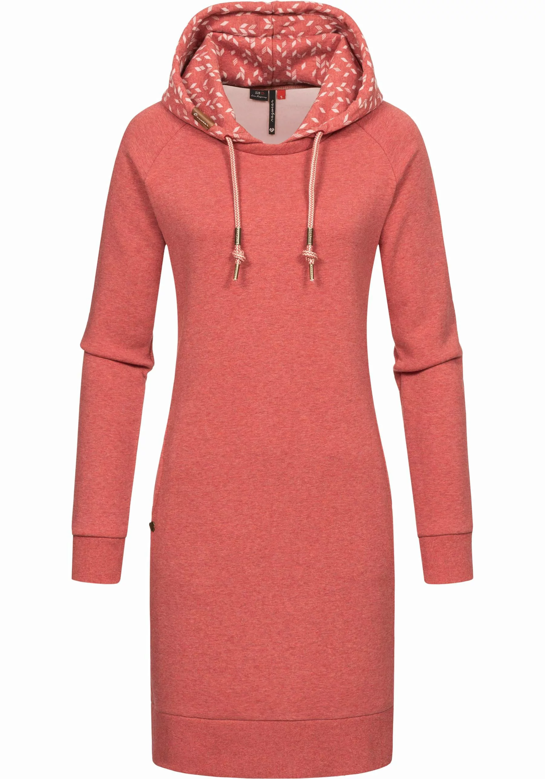 Ragwear Druckkleid "Bess", Langärmliges Baumwoll Kleid mit Printmuster-Kapu günstig online kaufen