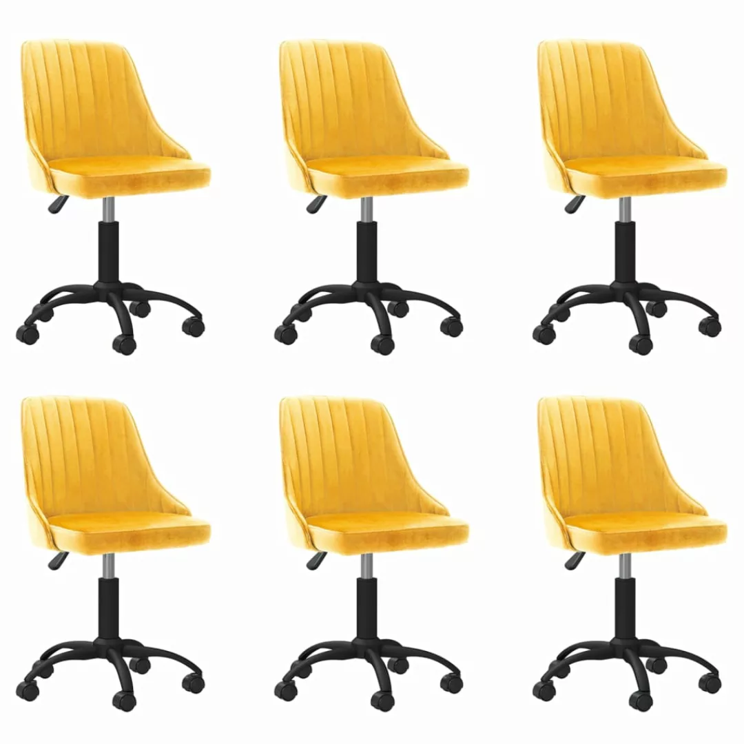 Esszimmerstühle 6 Stk. Drehbar Gelb Samt günstig online kaufen