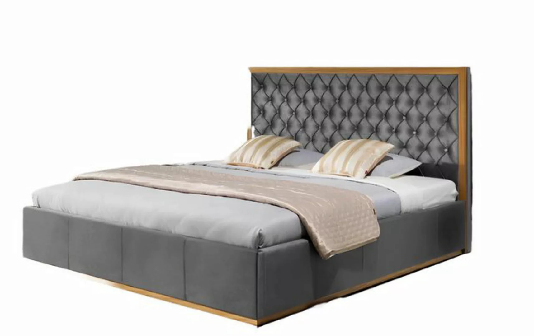 Xlmoebel Bett Neuheit Doppelbett mit luxuriösem Chesterfield Samt-Polster i günstig online kaufen