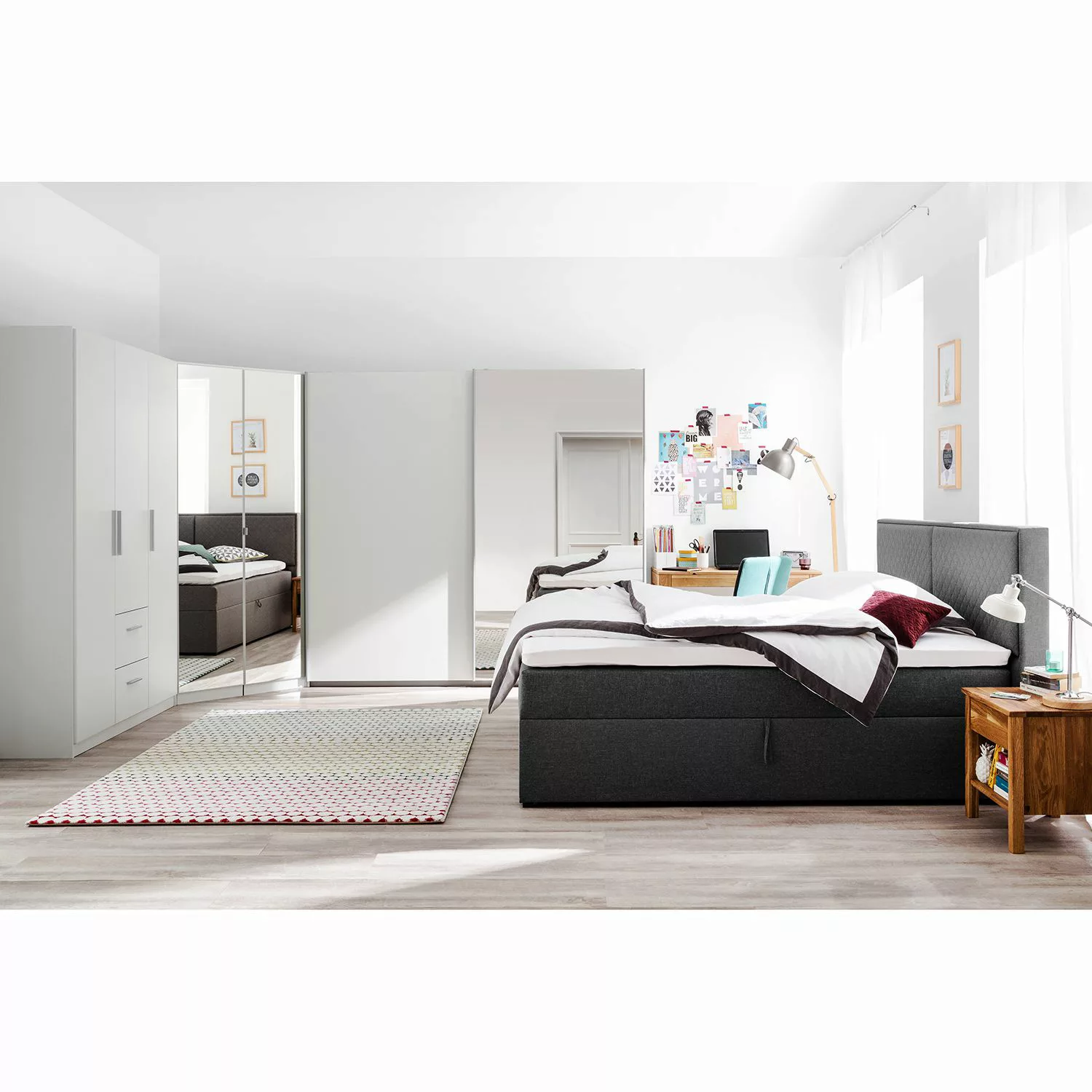 home24 Polsterbett KiYDOO 160x200 cm Webstoff Anthrazit mit Bettkasten/Matr günstig online kaufen