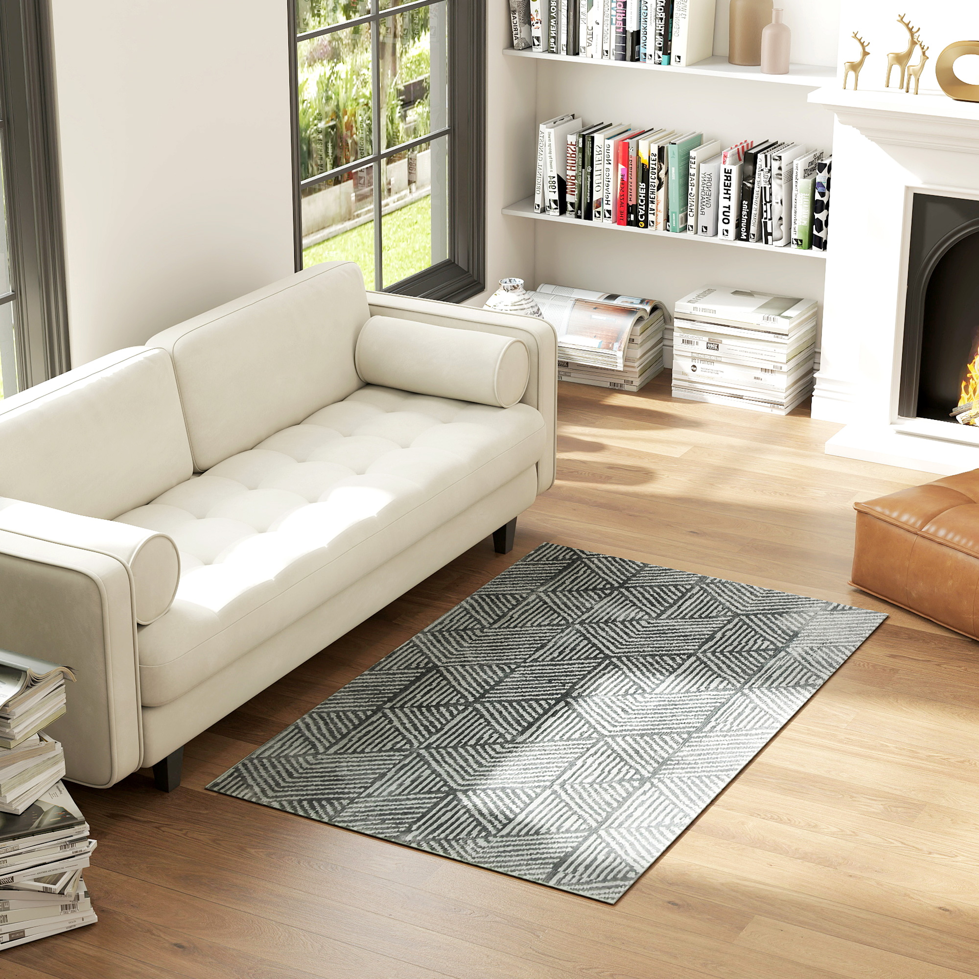 HOMCOM Teppich Kurzflor Wohnzimmerteppich im Modern Stil, waschbar Flächent günstig online kaufen
