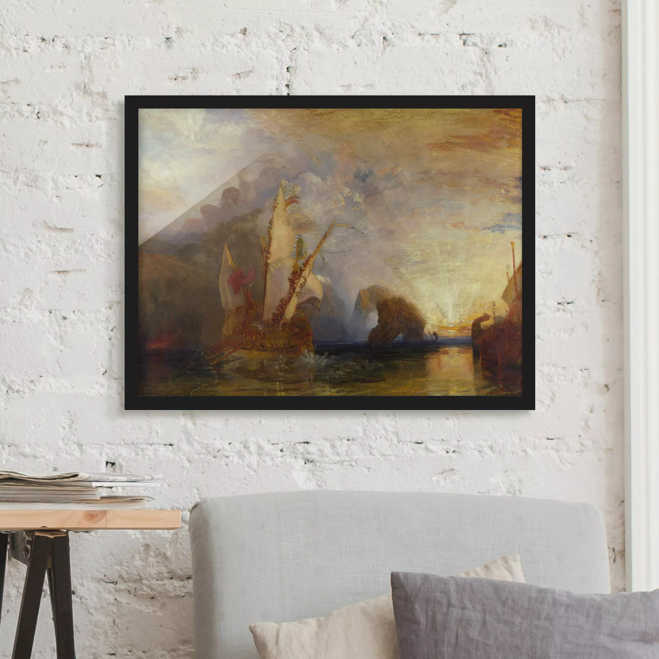 Bild mit Rahmen Kunstdruck - Querformat William Turner - Odysseus günstig online kaufen