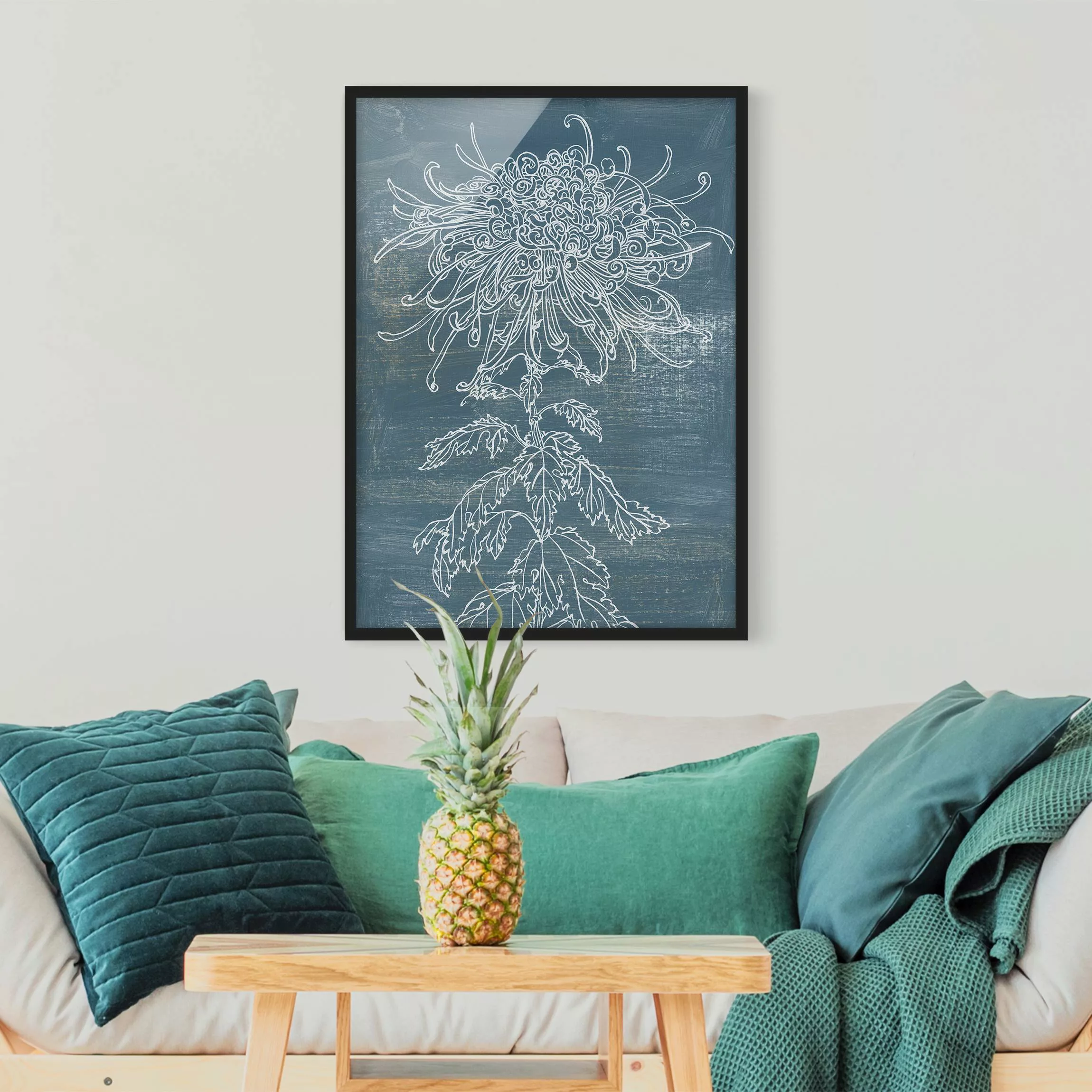 Bild mit Rahmen Kunstdruck - Hochformat Indigo-Pflanzen I günstig online kaufen