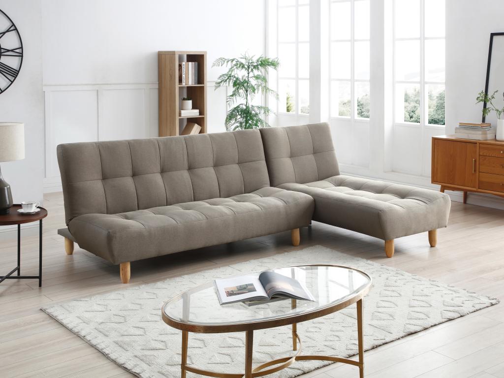 Modulierbares Schlafsofa Klappsofa - Stoff - Taupe - ESTEBAN günstig online kaufen