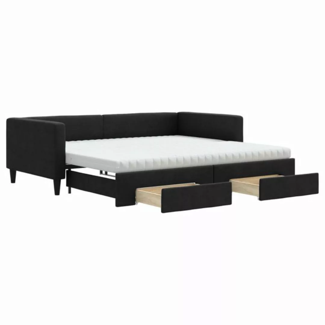 vidaXL Bett Tagesbett Ausziehbar mit Schubladen Schwarz 100x200 cm Stoff günstig online kaufen