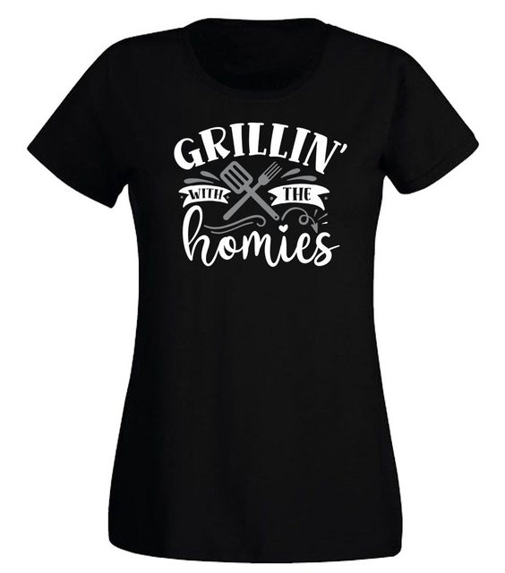 G-graphics T-Shirt Damen T-Shirt - Grillin´ with the homies Slim-fit-Shirt, günstig online kaufen