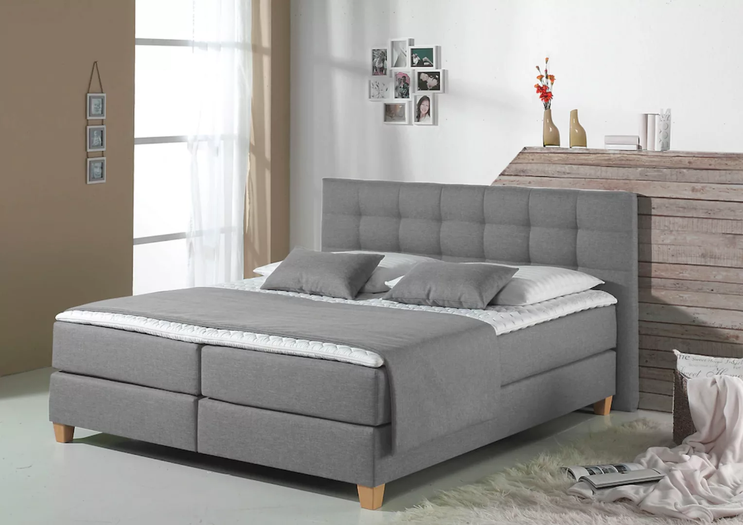 Home affaire Boxspringbett "Moulay", inkl. Topper, in Überlänge 220 cm, 3 H günstig online kaufen