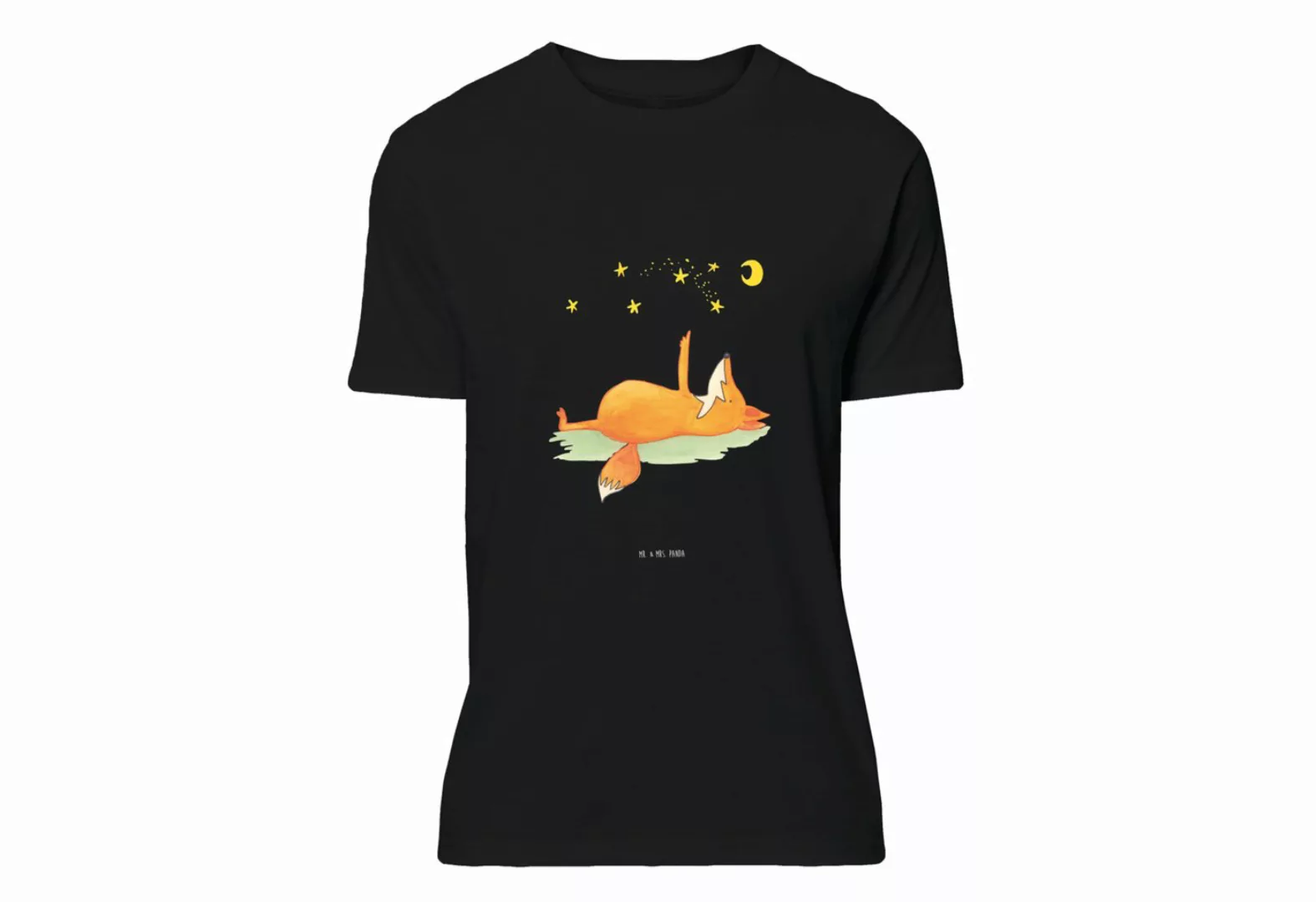 Mr. & Mrs. Panda T-Shirt Fuchs Sterne - Schwarz - Geschenk, Nachtschwärmer, günstig online kaufen