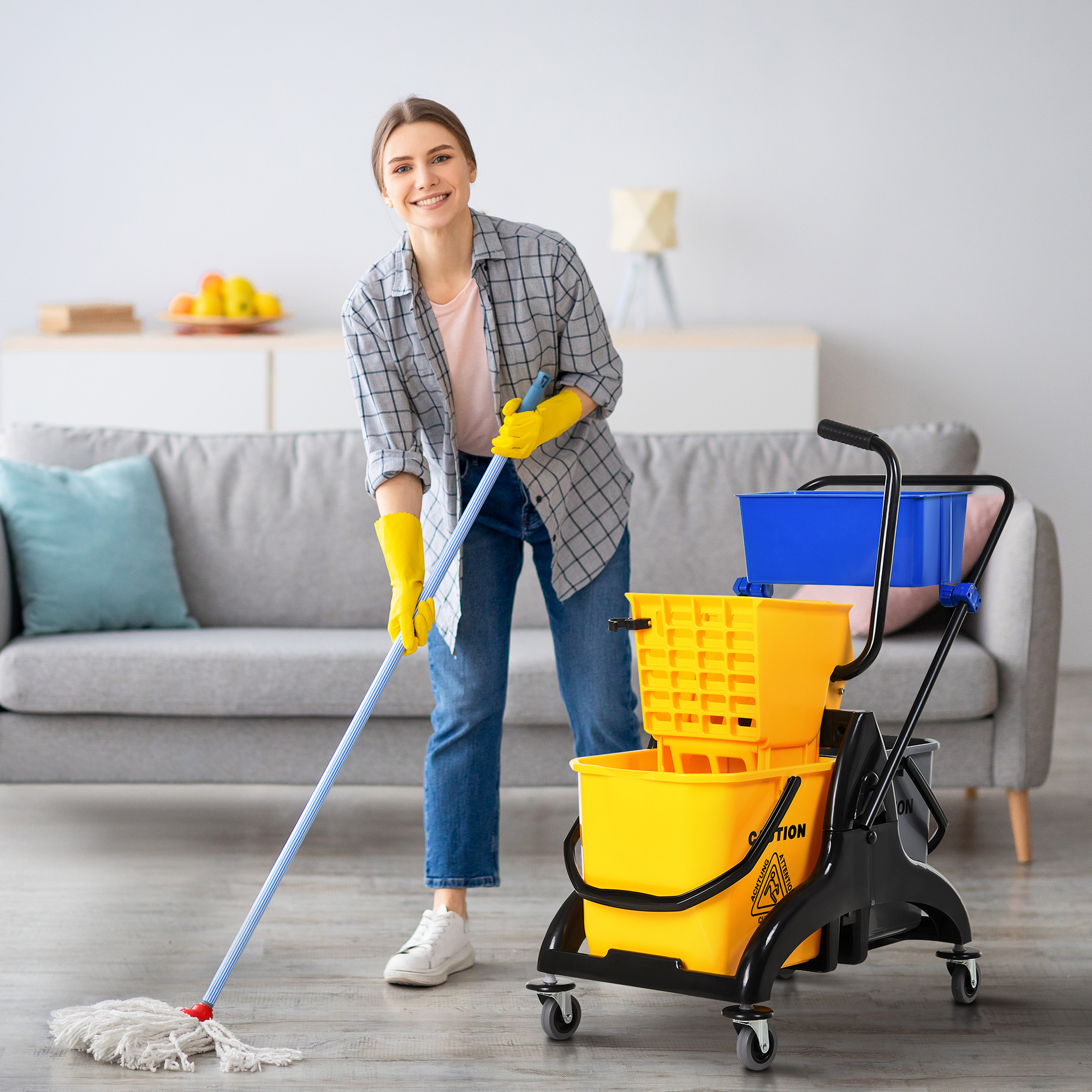HOMCOM Haushaltswagen Reinigungswagen professioneller Reinigungswagen seitl günstig online kaufen