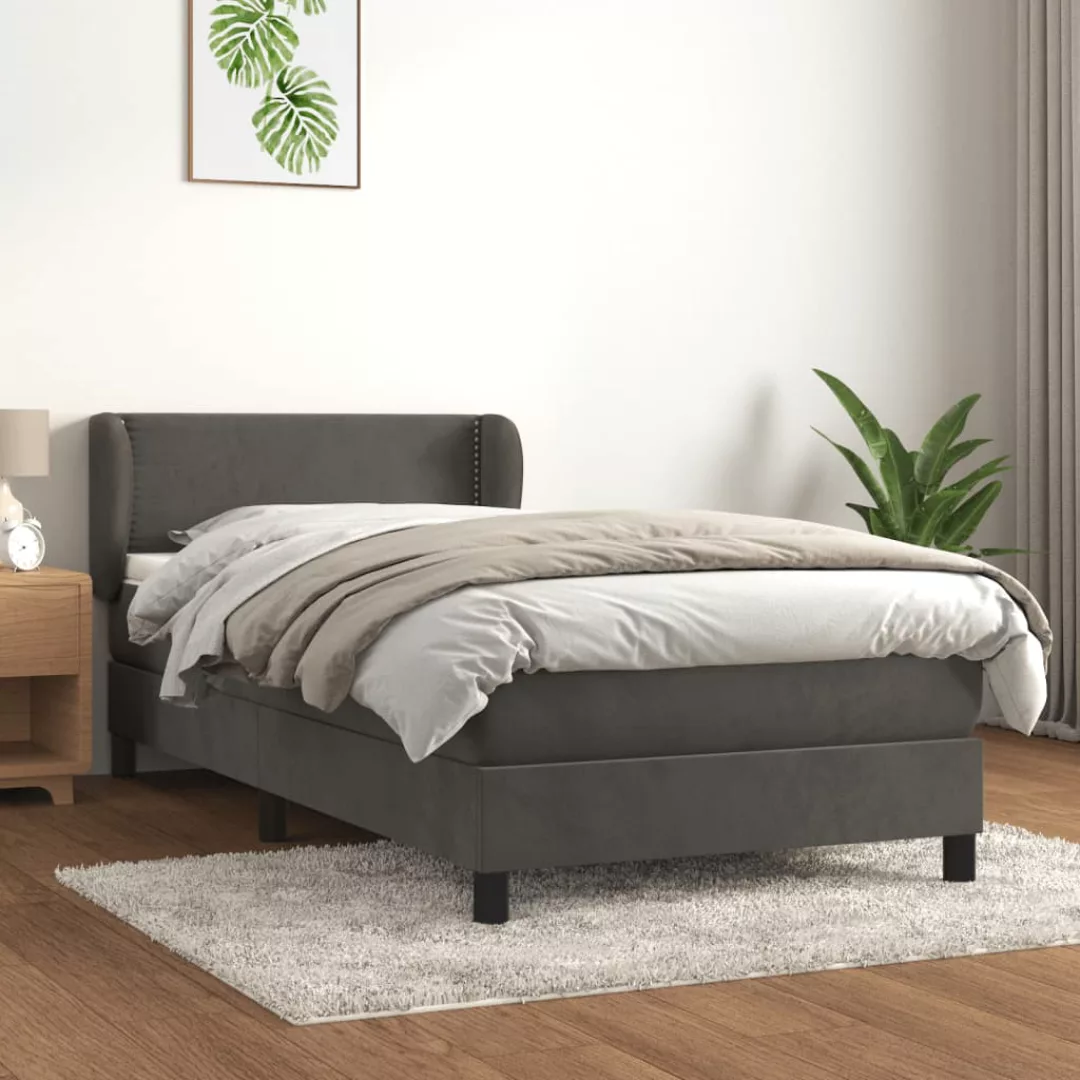 Vidaxl Boxspringbett Mit Matratze Dunkelgrau 100x200 Cm Samt günstig online kaufen