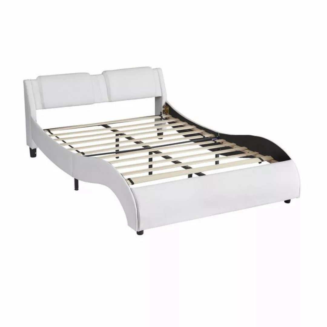 Gotagee Polsterbett Doppelbett 140X200cm LED Kunstleder Bett Lattenrost Bet günstig online kaufen