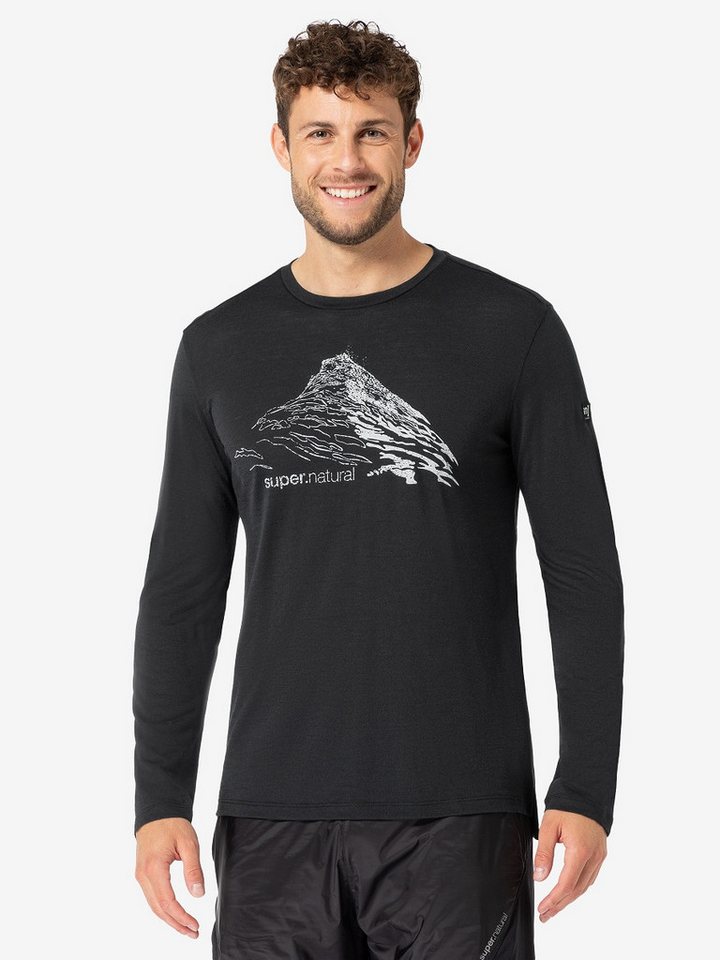 SUPER.NATURAL Langarmshirt für Herren, Merino MOUNTAIN RISE Berg Motiv, atm günstig online kaufen