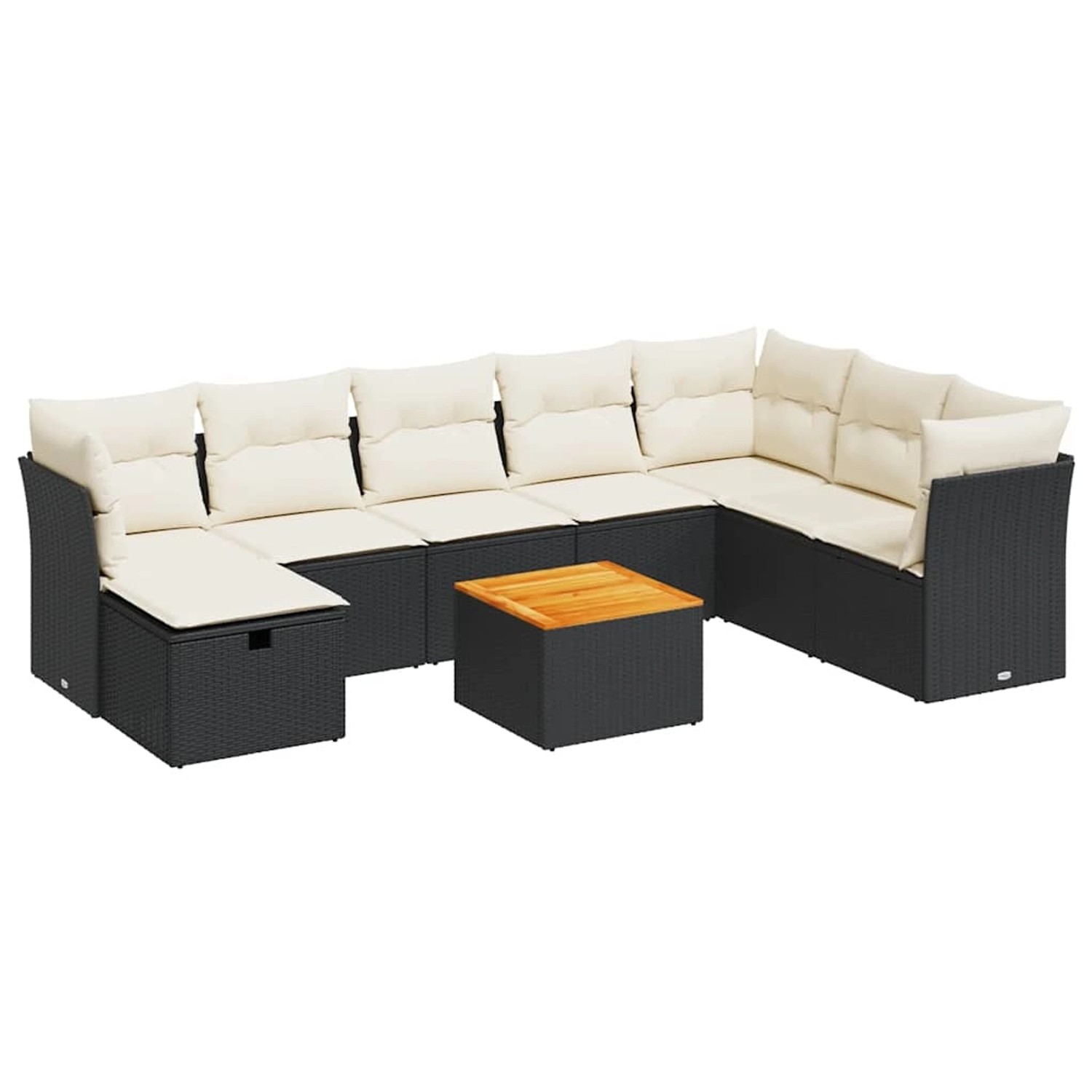 vidaXL 9-Tlg Garten-Sofagarnitur mit Kissen Schwarz Poly Rattan 3325773 günstig online kaufen