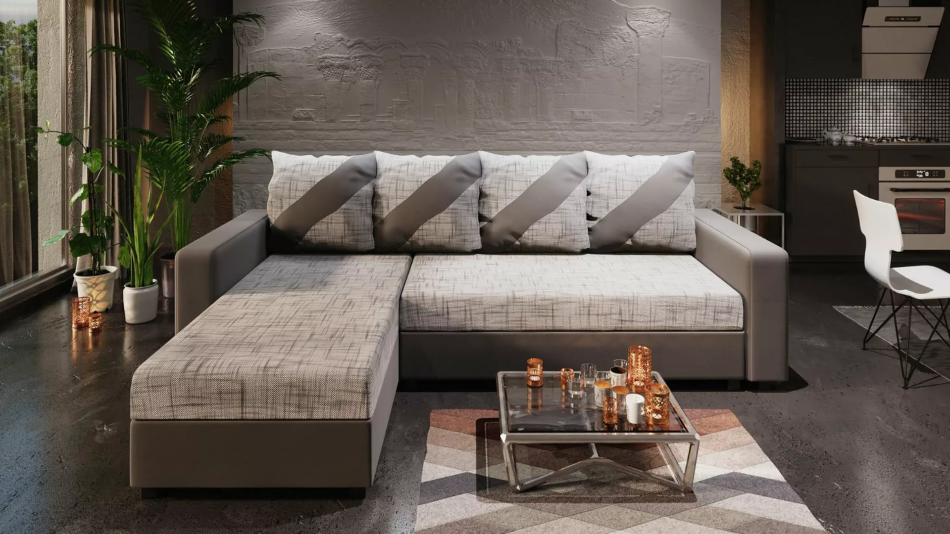ALTDECOR Ecksofa ASTA-L, Couch mit Schlaffunktion, Wohnzimmer - Wohnlandsch günstig online kaufen