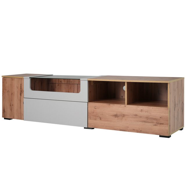 OKWISH TV-Schrank TV-Ständer,LED TV Lowboard, (Natürlicher Landhausstil) Mi günstig online kaufen