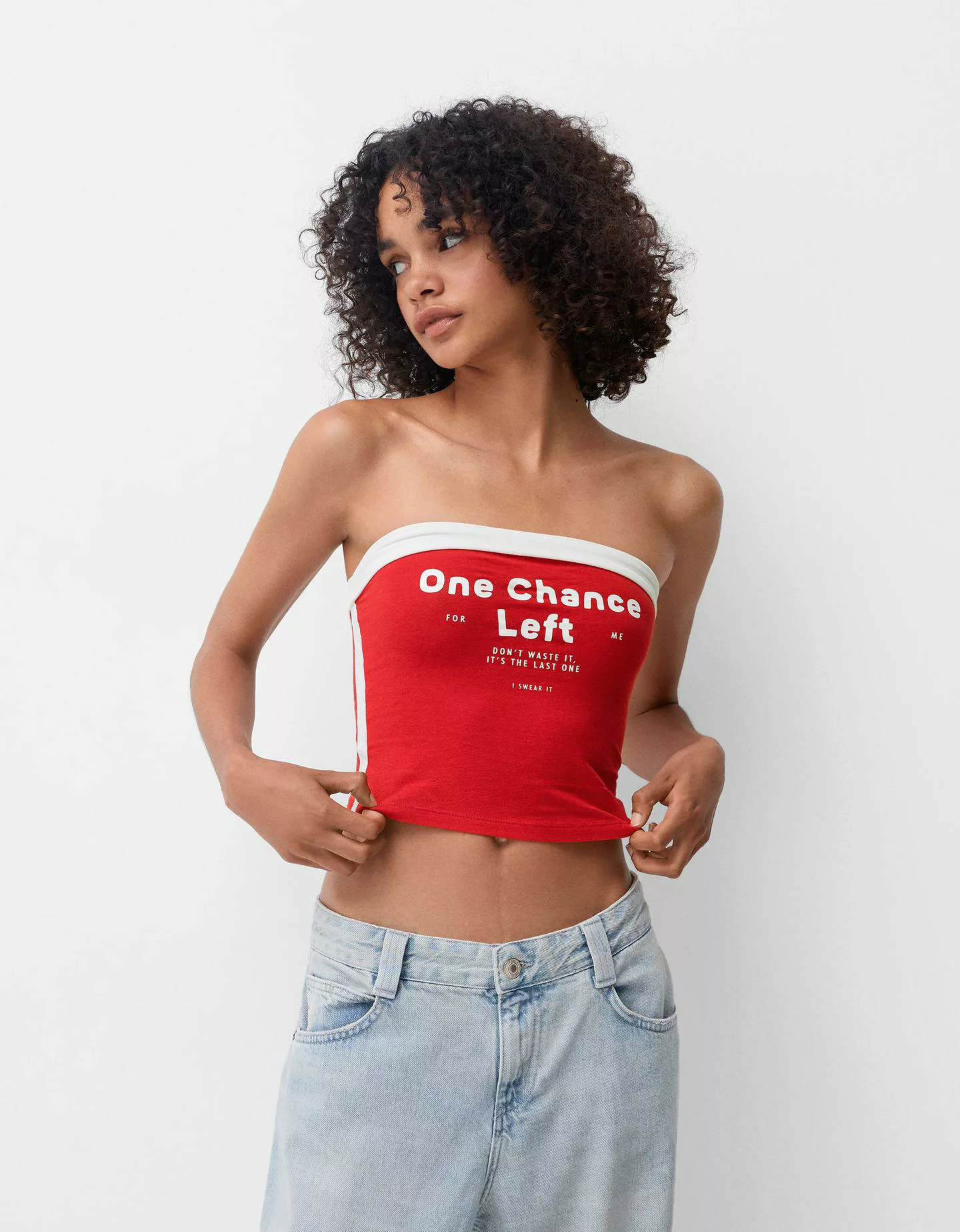 Bershka Bandeau-Top Mit Print Damen M Rot günstig online kaufen