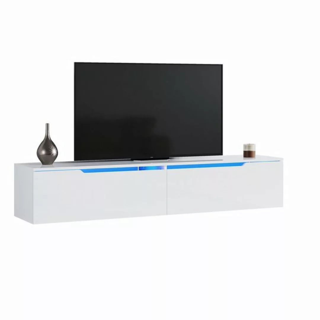 SONNI TV-Schrank Lowboard TV Schrank weiß Hochglanz mit LED-Beleuchtung,hän günstig online kaufen