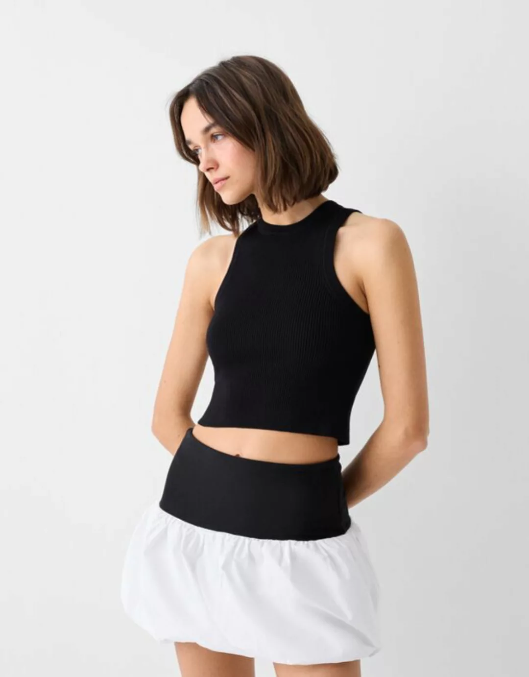 Bershka Minirock Im Ballon-Stil Damen L Weiss günstig online kaufen