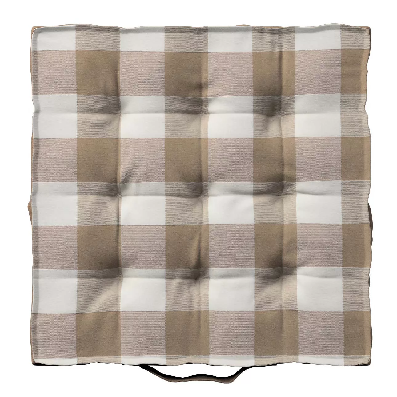 Sitzkissen Jacob mit Handgriff, weiss-beige kariert, 50 x 50 x 10 cm, Quadr günstig online kaufen