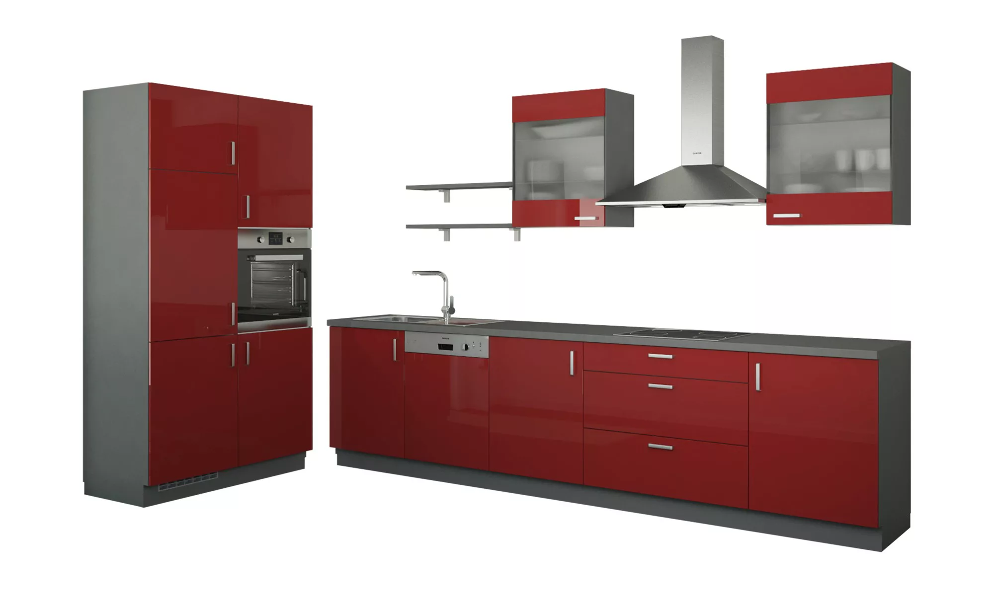 Küchenzeile ohne Elektrogeräte  Frankfurt ¦ rot Küchen-online > Küchenblöck günstig online kaufen