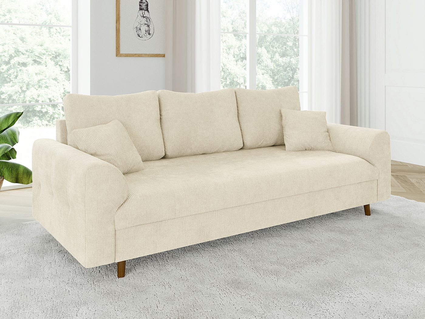 S-Style Möbel Sofa 3 sitzer Kristian mit Braun Holzfüßen aus Chenille-Stoff günstig online kaufen