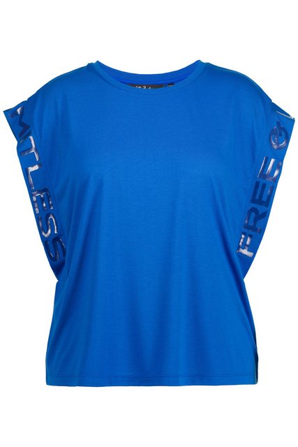 Ulla Popken Longtop T-Shirt Schriftdruck antibakteriell Rundhals günstig online kaufen