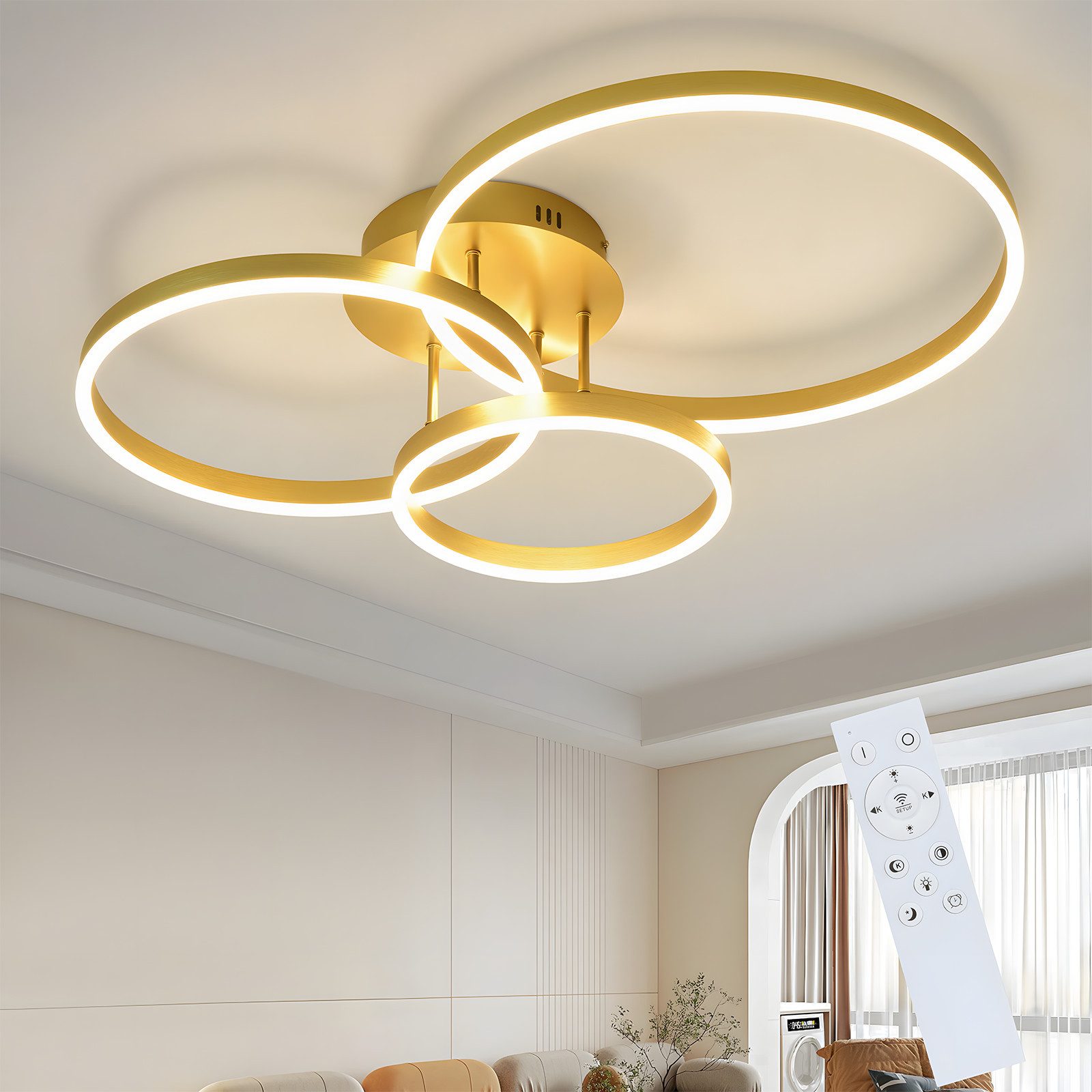 Nettlife LED Deckenleuchte Gold Dimmbar 2 günstig online kaufen