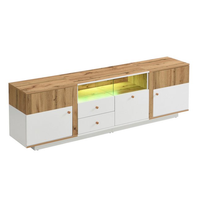 ROYGBIV TV-Schrank Lowboard TV-Schrank mit LED-Lichteffekten Glastrennwand günstig online kaufen