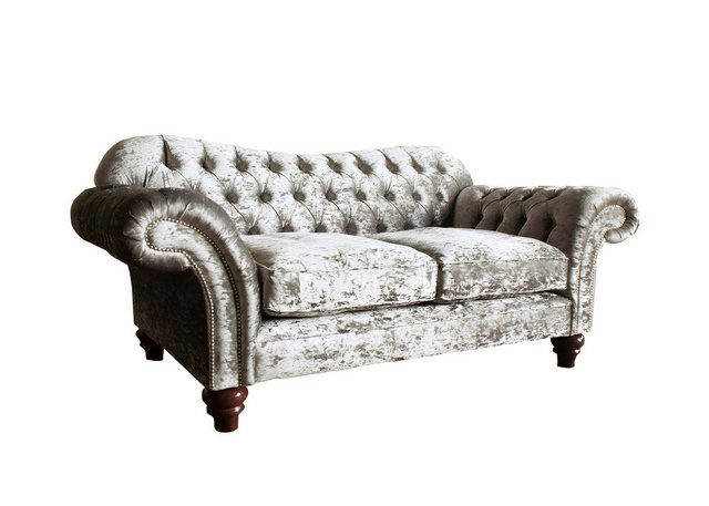 Xlmoebel Sofa 2-Sitzer Chesterfield Wohnzimmercouch in Silber - Designsofa günstig online kaufen