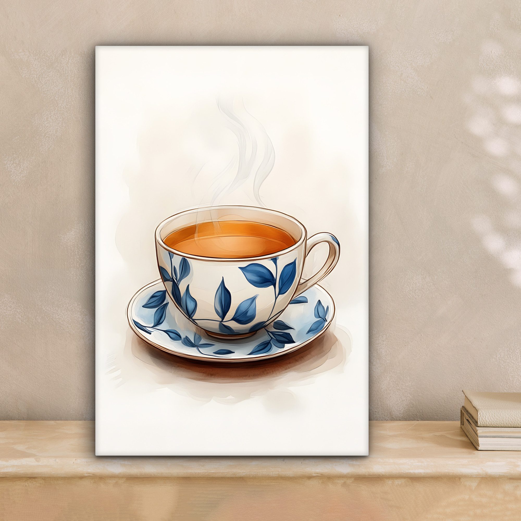 OneMillionCanvasses® Leinwandbild Teetasse - Blätter - günstig online kaufen
