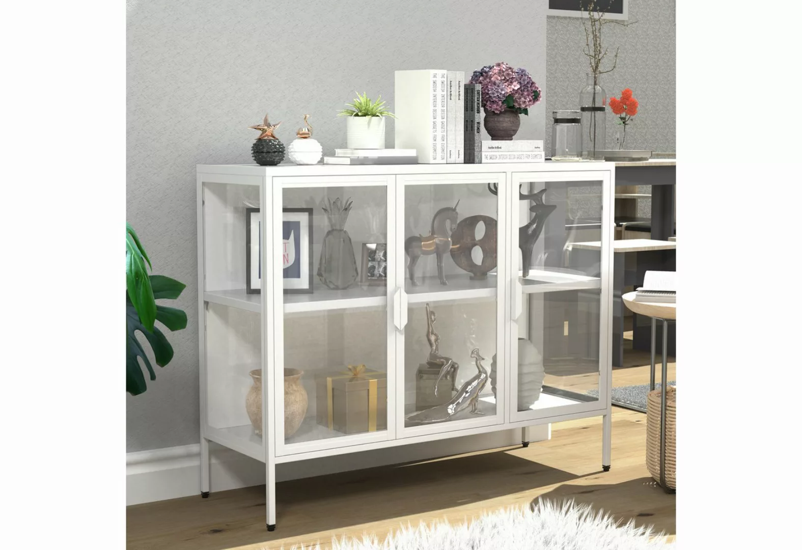 VCM Standvitrine Stahl Glas Vitrine Sideboard Kommode Floka L günstig online kaufen