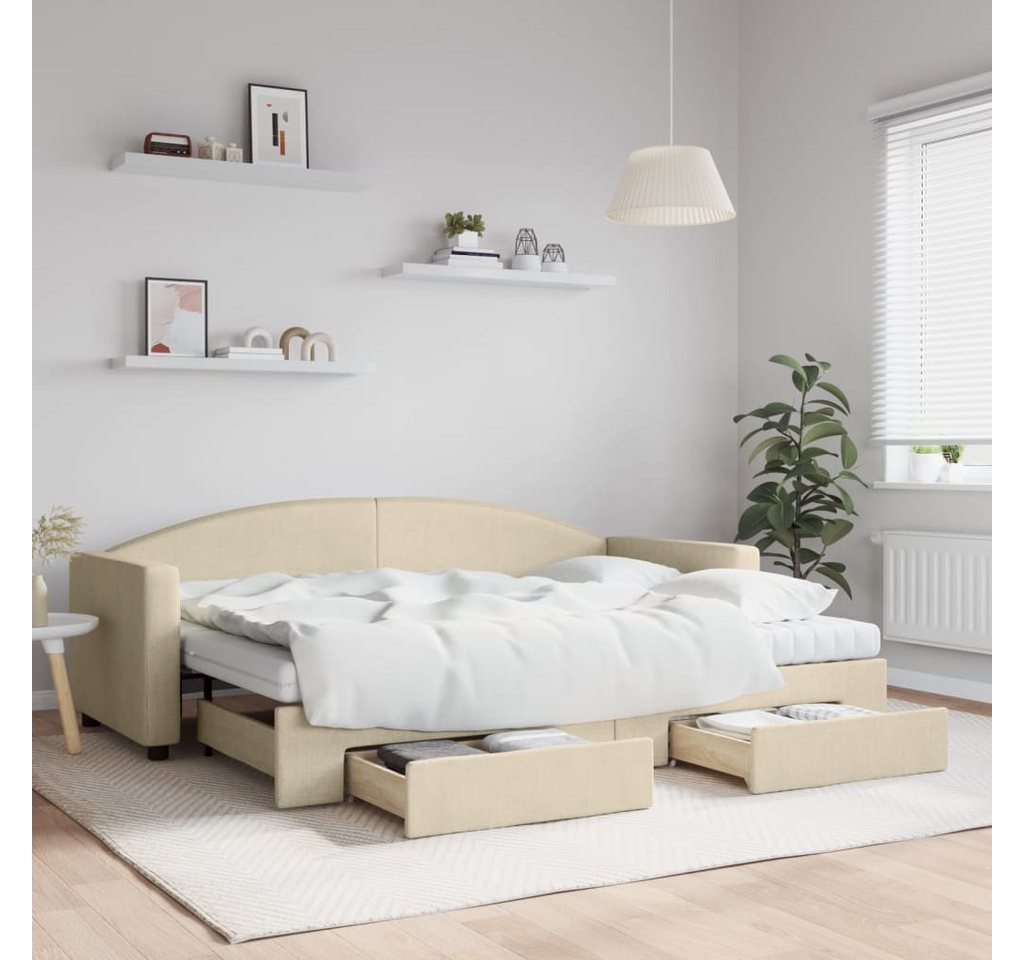 vidaXL Gästebett Gästebett Tagesbett Ausziehbar mit Schubladen Creme 80x200 günstig online kaufen