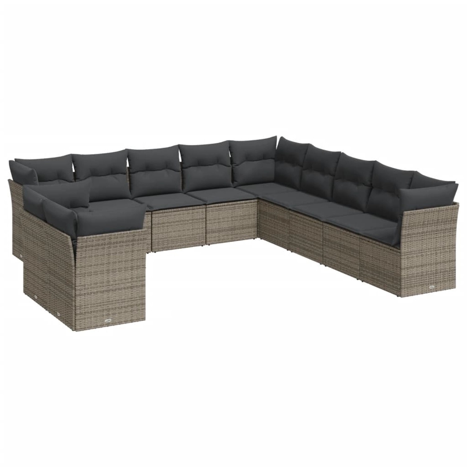 vidaXL 11-tlg Garten-Sofagarnitur mit Kissen Grau Poly Rattan Modell 29 günstig online kaufen