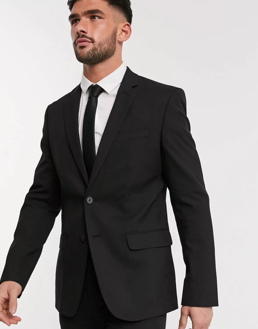 New Look – Eng geschnittene Anzugjacke in Schwarz günstig online kaufen