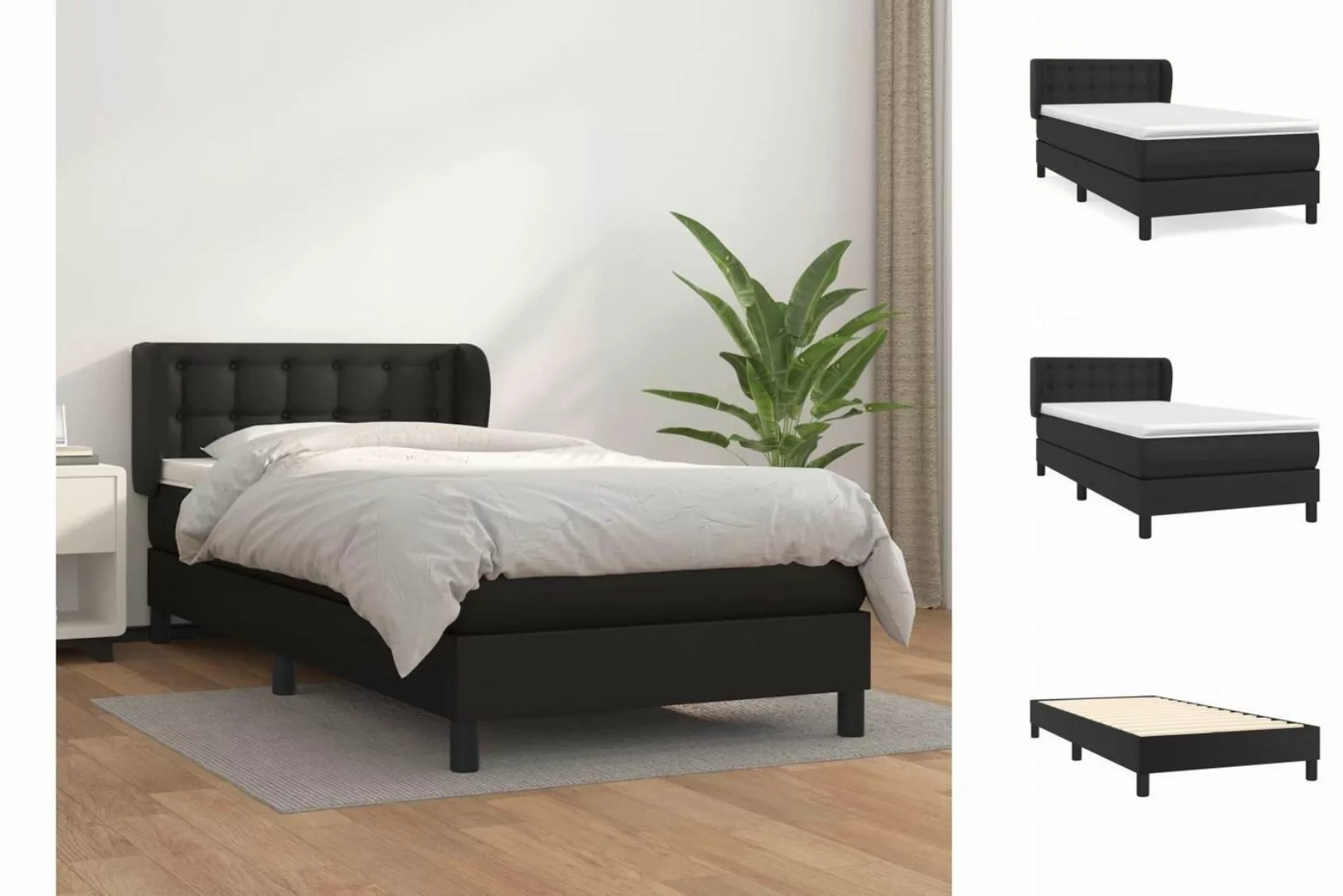 vidaXL Bettgestell Boxspringbett mit Matratze Schwarz 90x190 cm Kunstleder günstig online kaufen