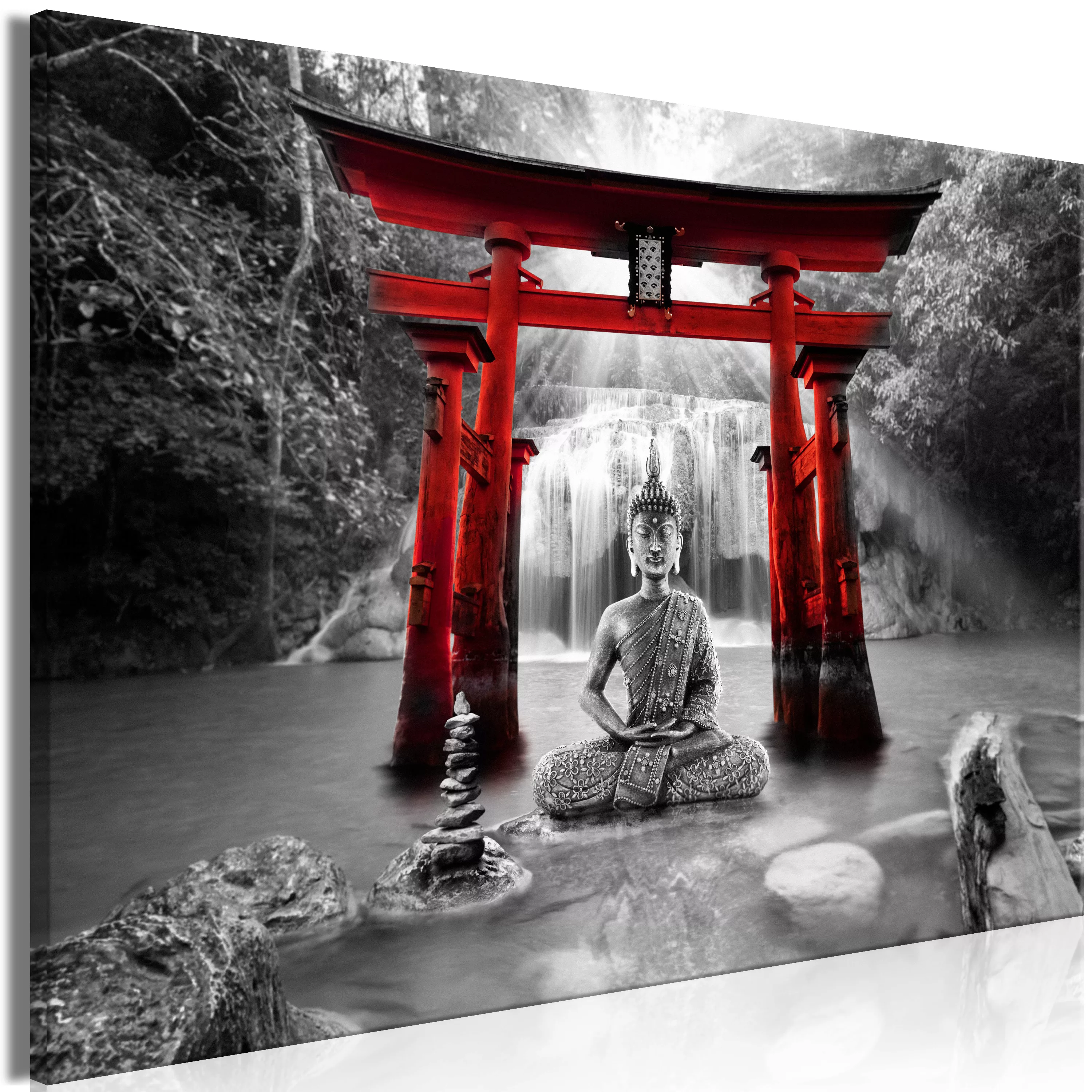 Wandbild - Buddha Smile (1 Part) Wide Red günstig online kaufen