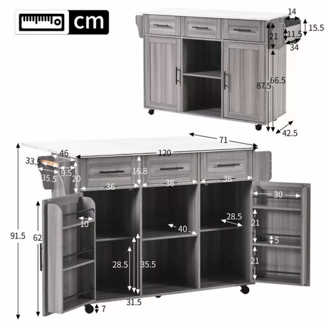 GLIESE Buffet 139x46(71)x91,5 cm großer Küchenbuffet, für Esszimmer, Küche günstig online kaufen