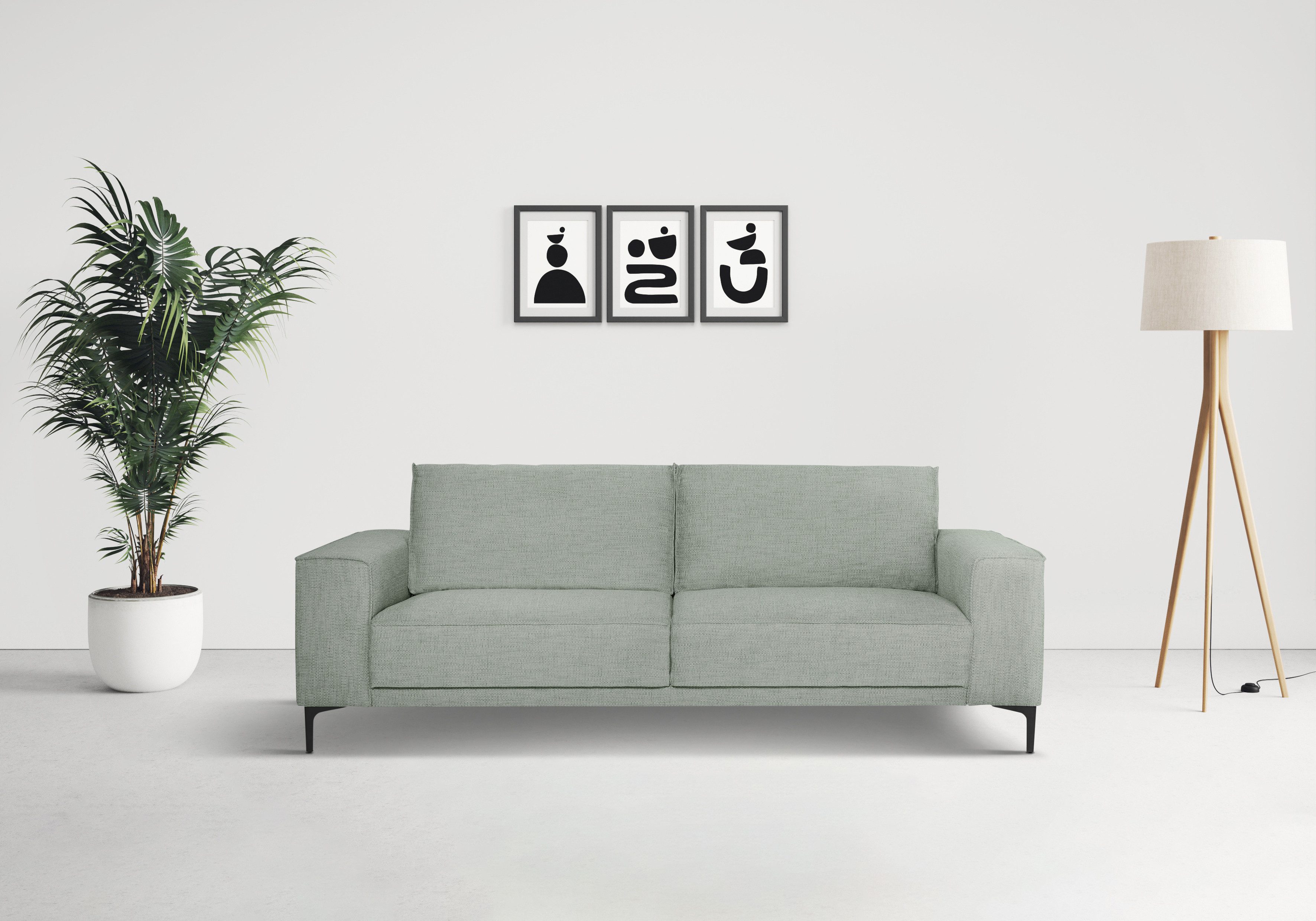 Places of Style 3-Sitzer "3er Sofa Oland, Struktur, Flachgewebe, Luxus-Micr günstig online kaufen