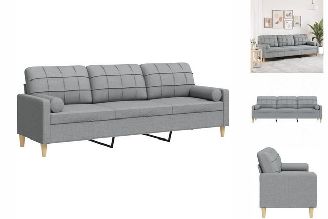 vidaXL Sofa Sofa 3-Sitzer mit Zierkissen Hellgrau 210 cm Stoff günstig online kaufen