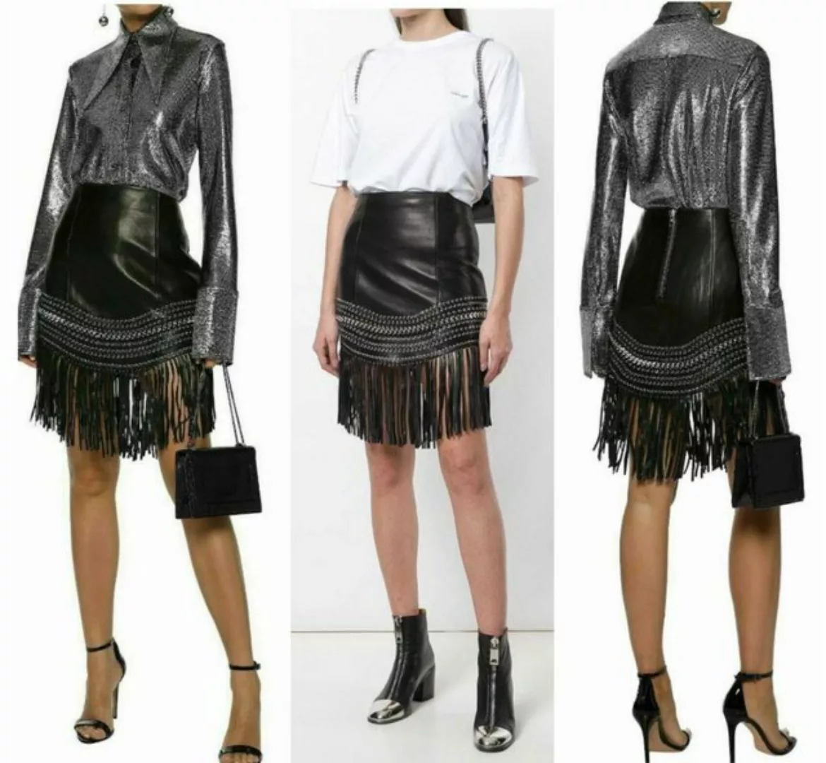 Balmain Karorock BALMAIN PARIS LEATHER FRINGED LEATHER MINI SKIRT STUD CHAI günstig online kaufen