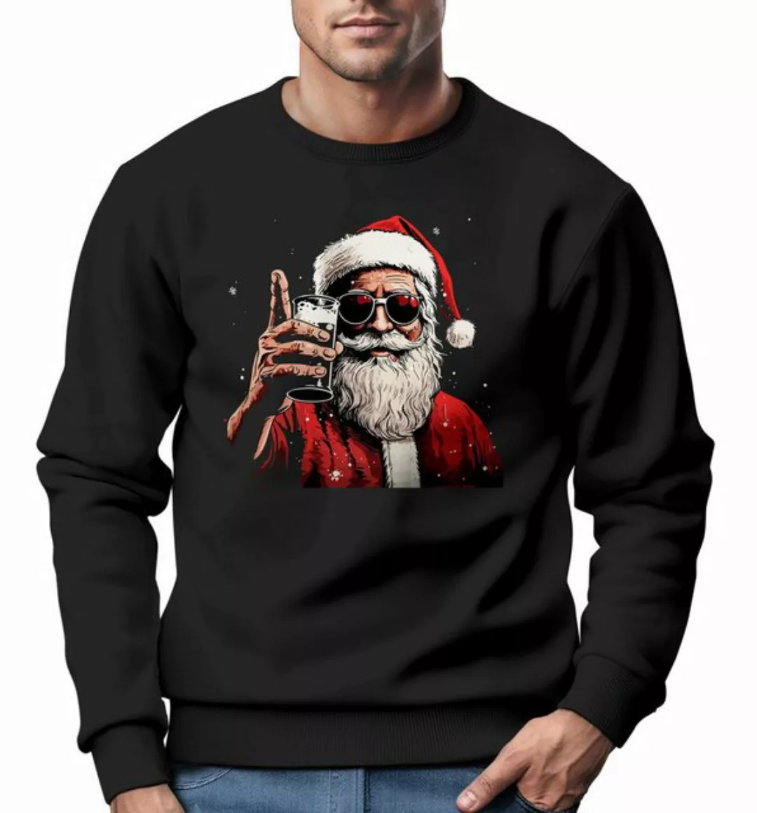 MoonWorks Sweatshirt Sweatshirt Herren Weihnachten Weihnachtsmann Alkohol B günstig online kaufen