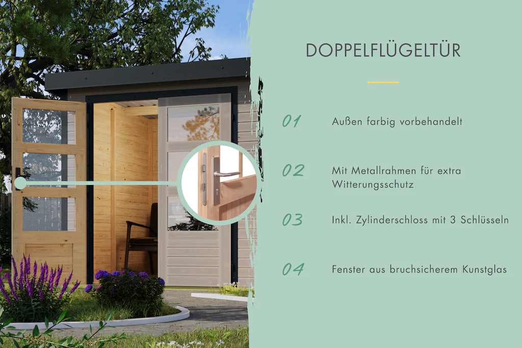 Karibu Gartenhaus "Jupiter 4 D", in verschiedenen Farben günstig online kaufen