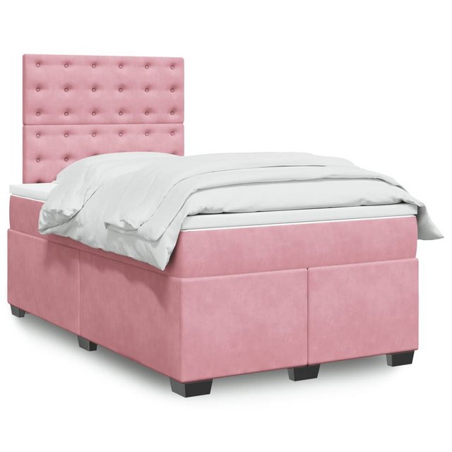 vidaXL Boxspringbett, Boxspringbett mit Matratze Rosa 120x190 cm Samt günstig online kaufen