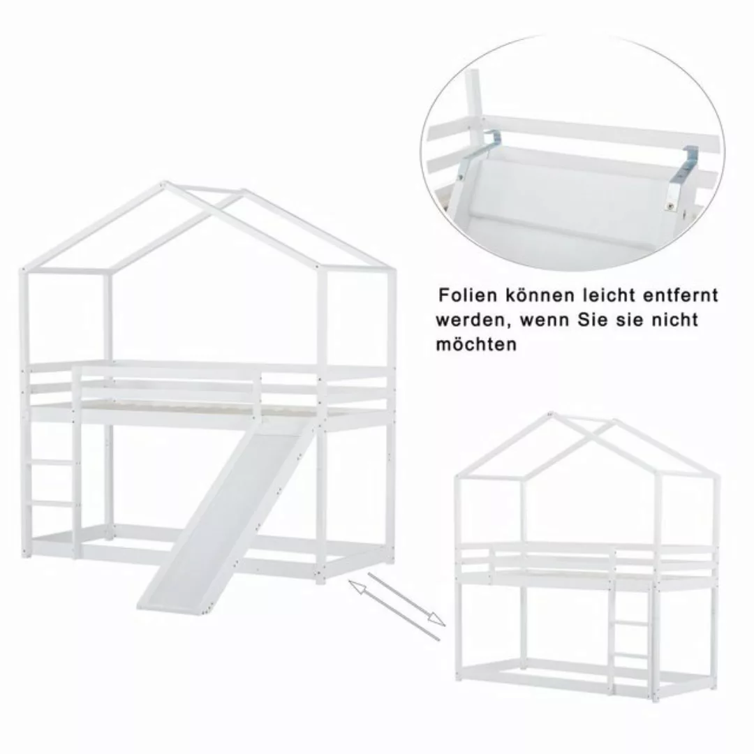 REDOM Bett Kinderbett Hausbett, Niedriges Etagenbett mit Rutsche (Massivhol günstig online kaufen