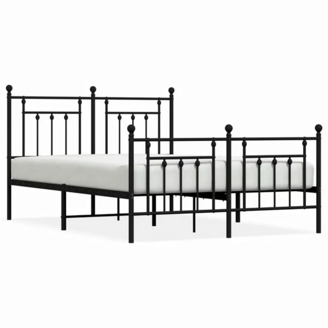 furnicato Bett Bettgestell mit Kopf- und Fußteil Metall Schwarz 140x200 cm günstig online kaufen