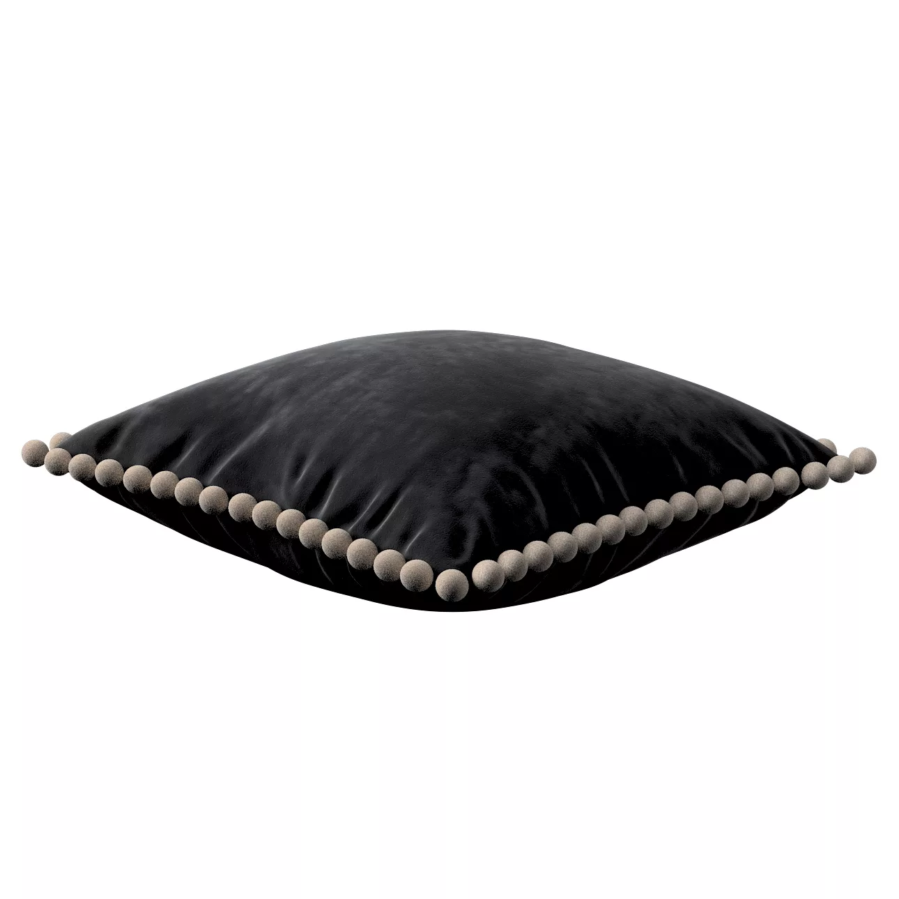 Kissenhülle Wera mit Bommeln, schwarz, 45 x 45 cm, Velvet (704-17) günstig online kaufen